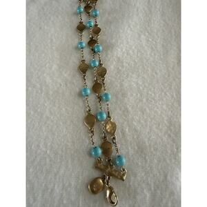 Stamped RLL RALPH LAUREN Goldtone Blue Beads 3 Strand 7" Bracelet